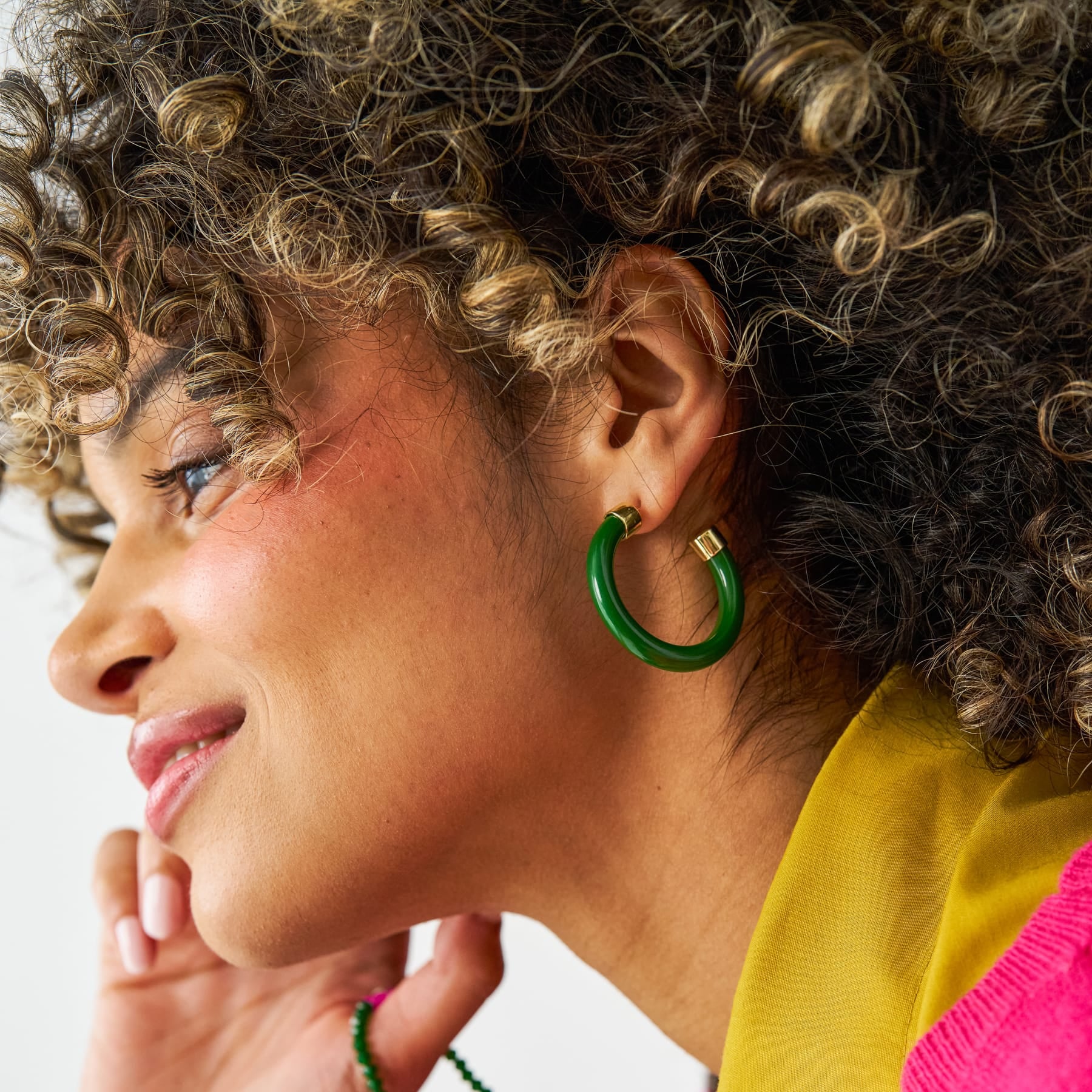 Winona Shiny Resin Hoop Earrings Green