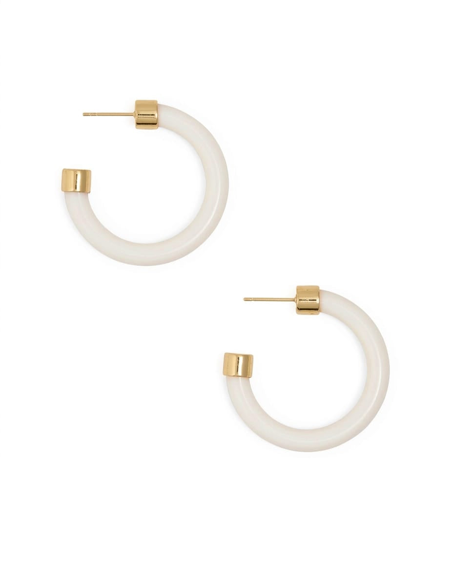 Winona Shiny Resin Hoop Earrings White
