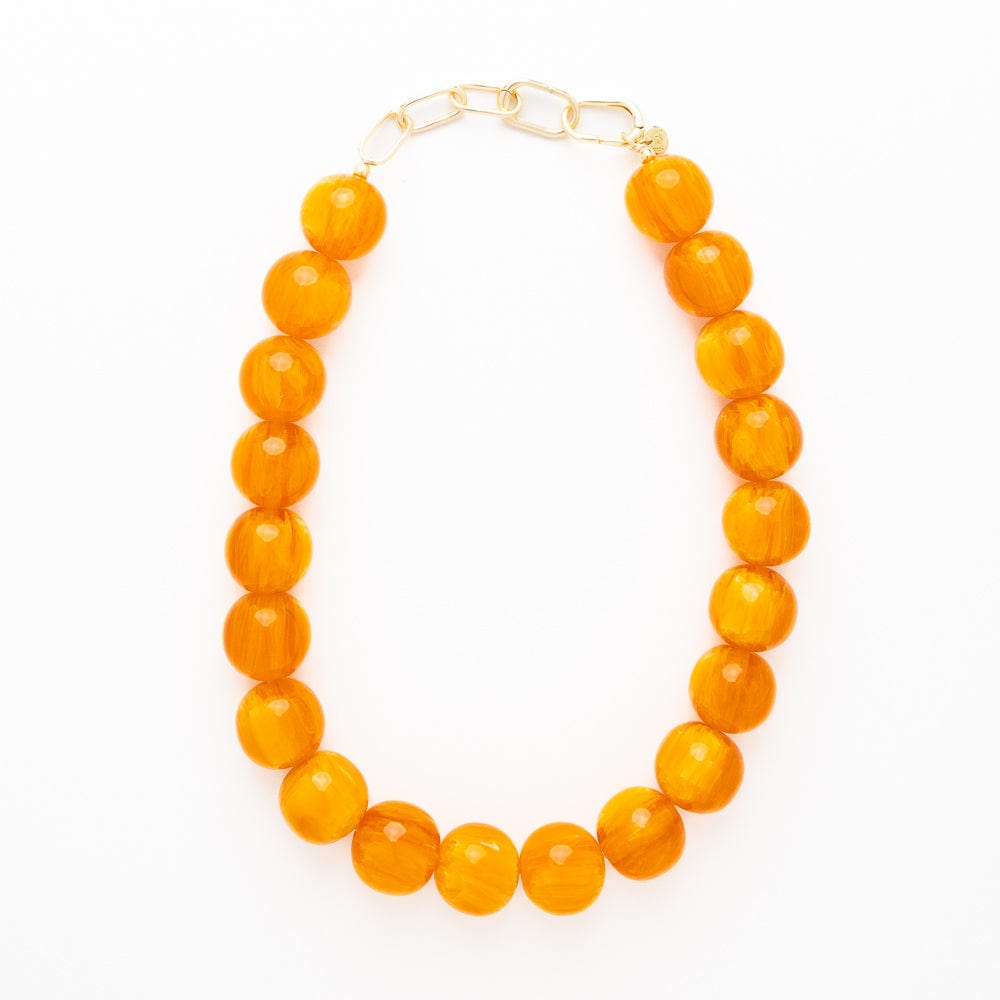 Iris Large Resin Bead Necklace Amber Wholesale