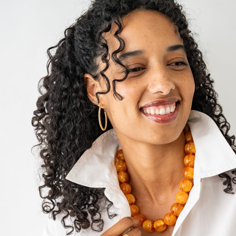 Iris Large Resin Bead Necklace Amber Wholesale