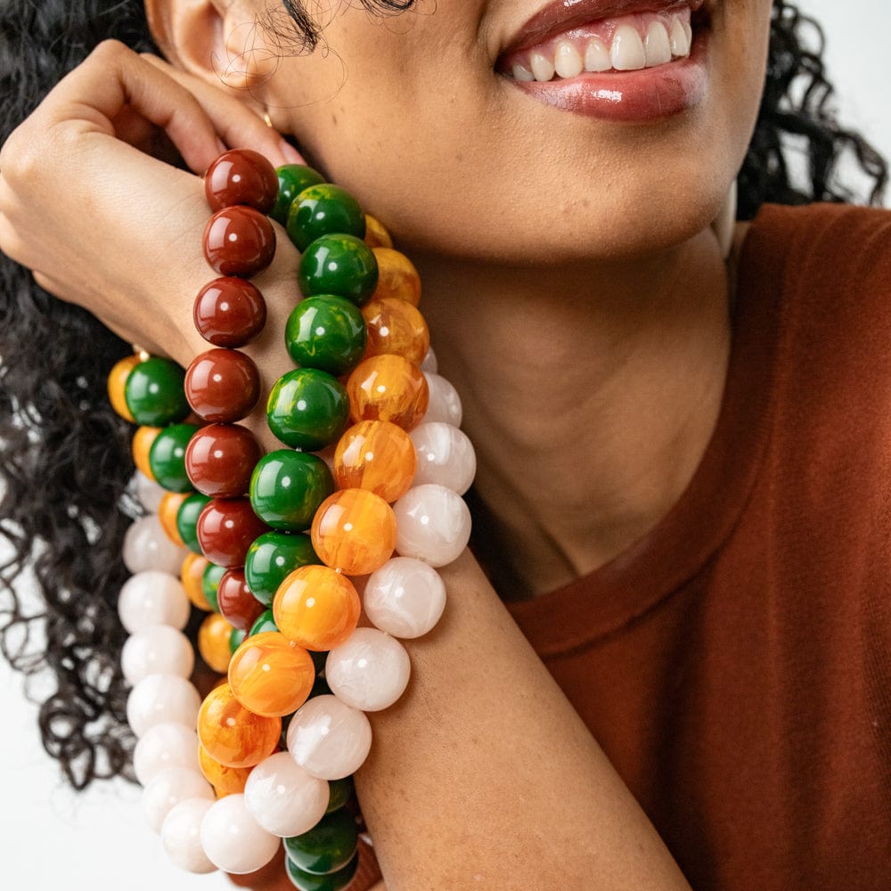 Iris Large Resin Bead Necklace Brown Wholesale