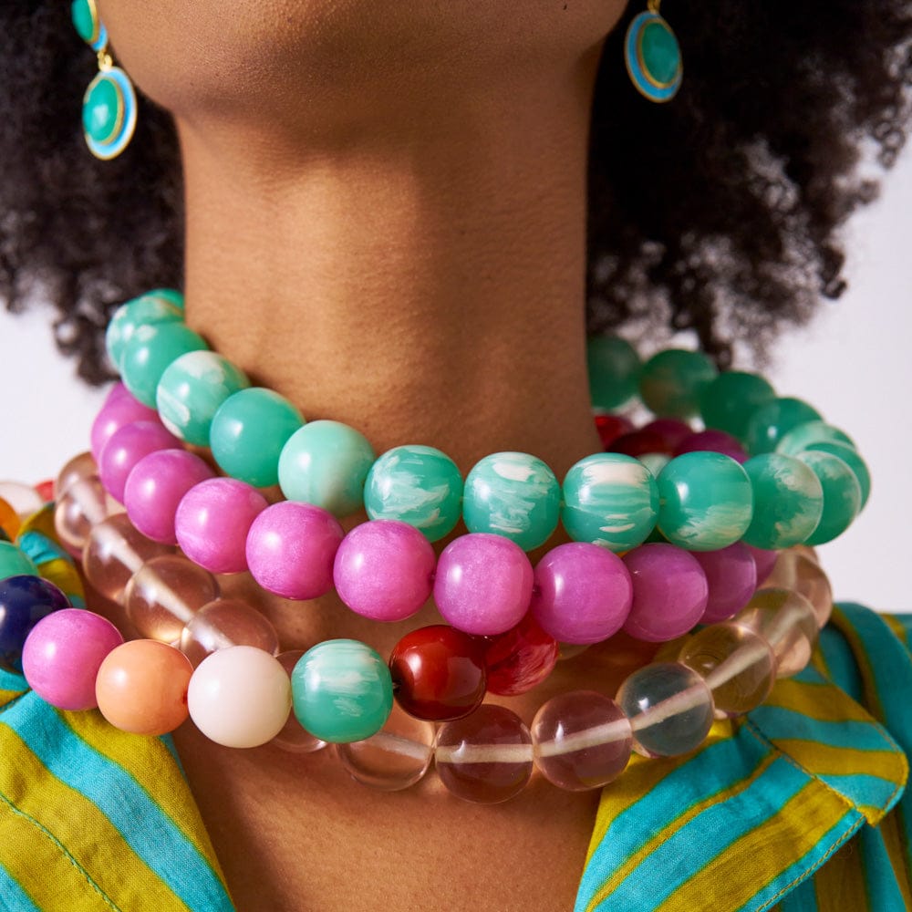 Iris Large Resin Bead Necklace Clear Wholesale