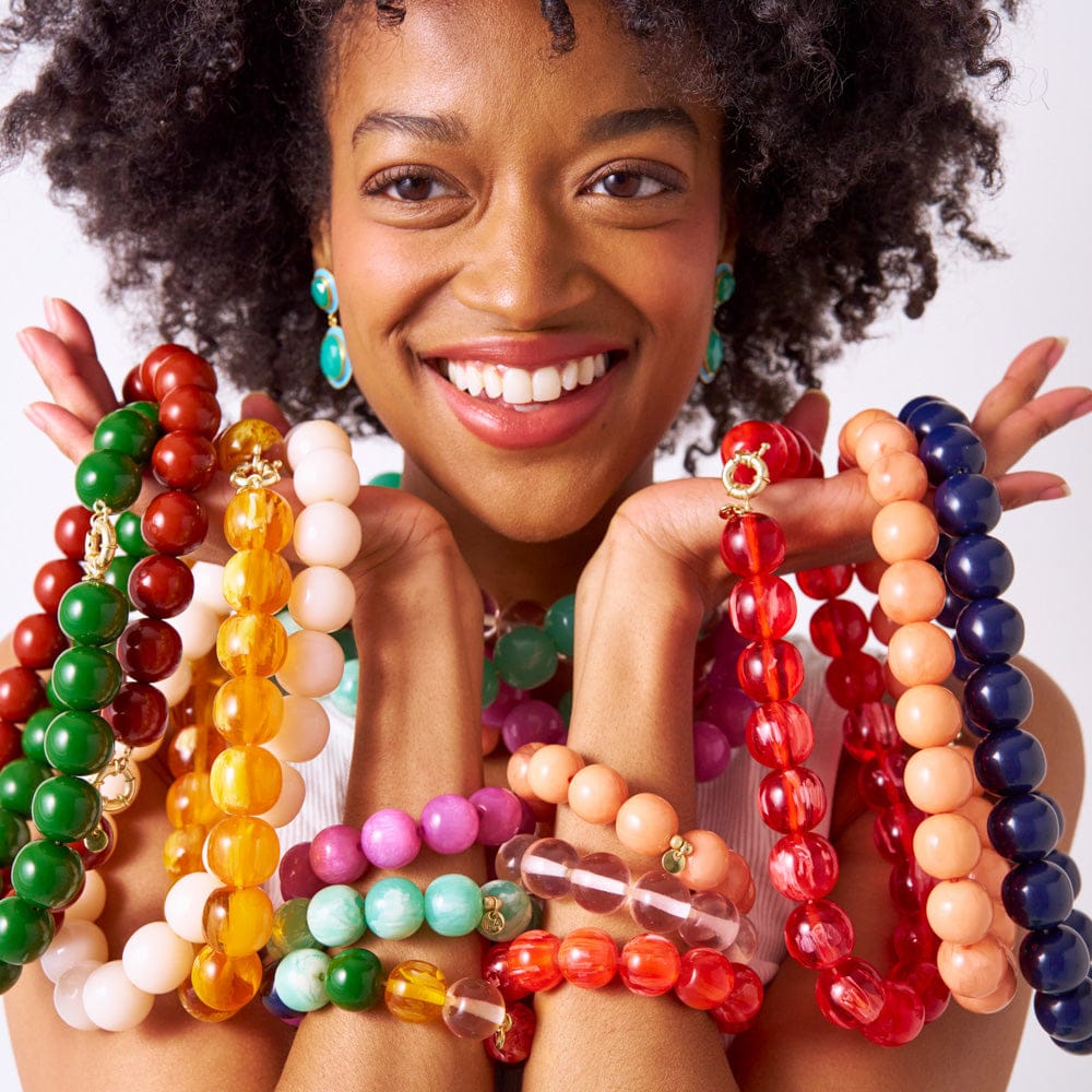 Iris Large Resin Bead Necklace Coral Wholesale