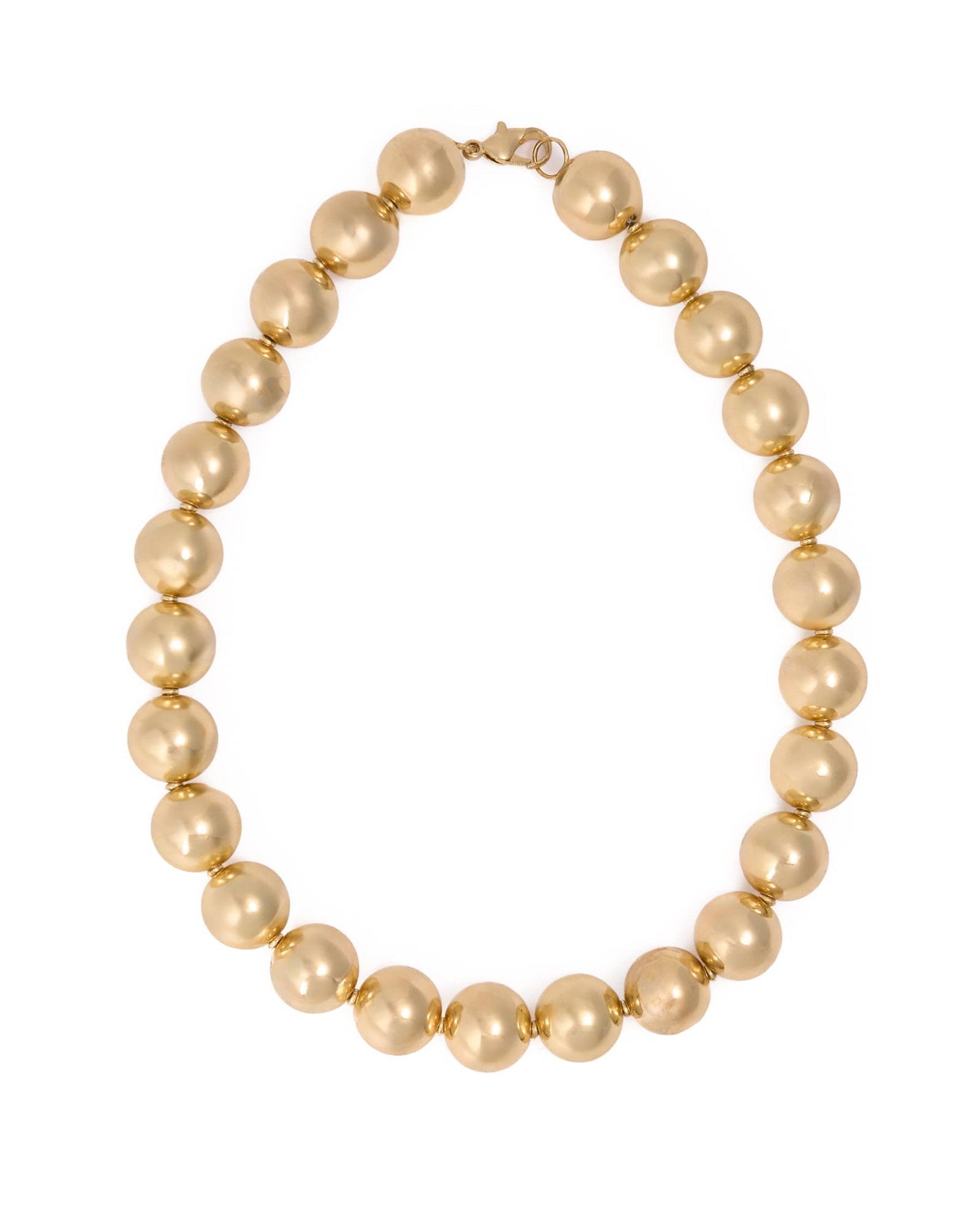 Iris Large Brass Bead Necklace Gold