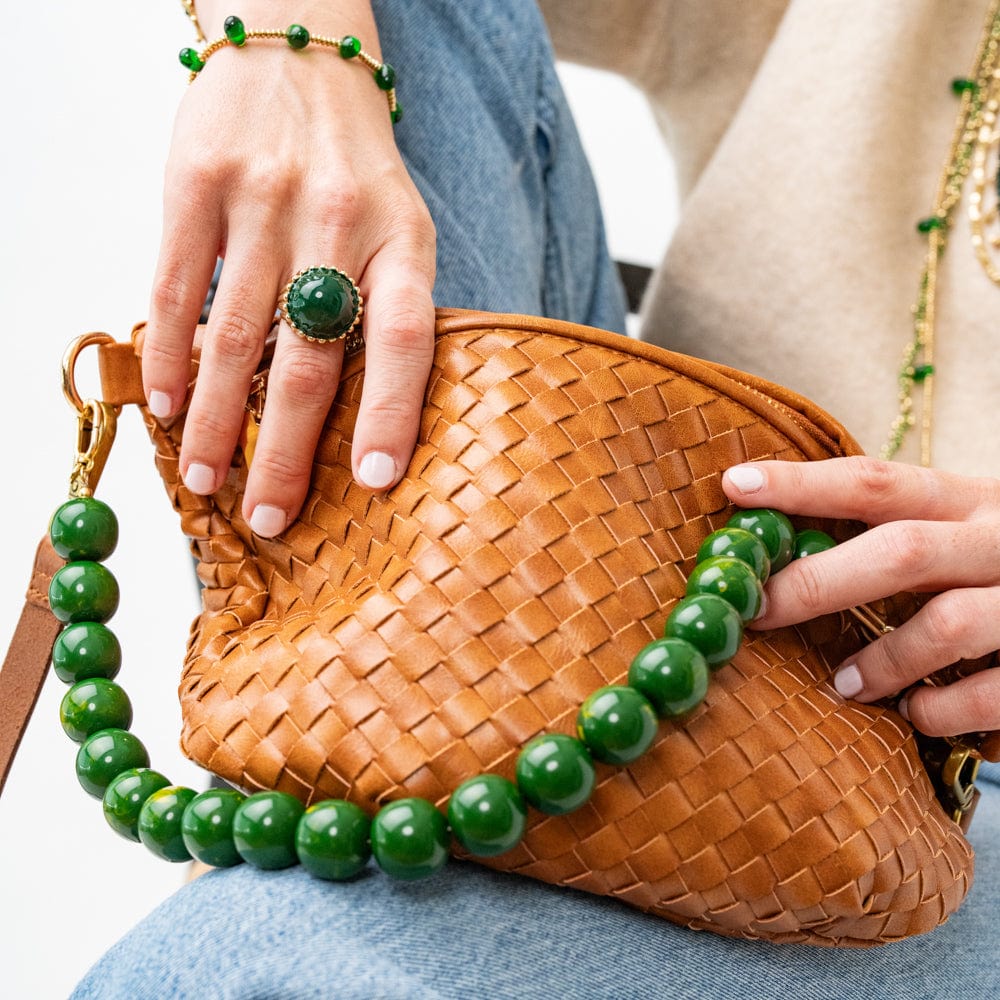 Iris Large Resin Bead Necklace Green Wholesale