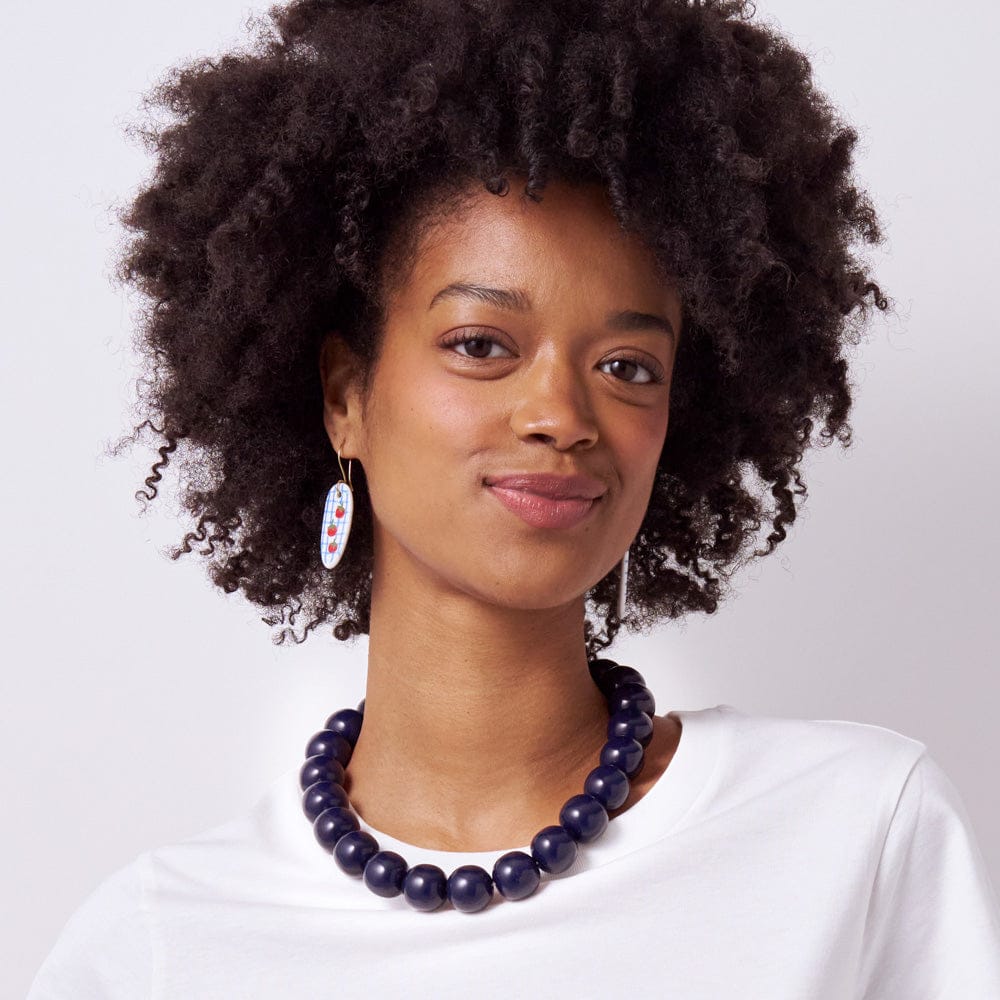 Iris Large Resin Bead Necklace Navy Wholesale