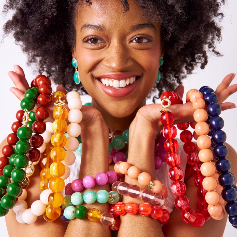 Iris Large Resin Bead Necklace Navy Wholesale