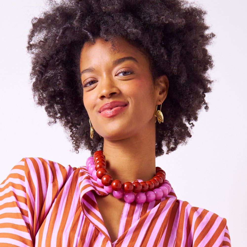 Iris Large Resin Bead Necklace Purple Wholesale