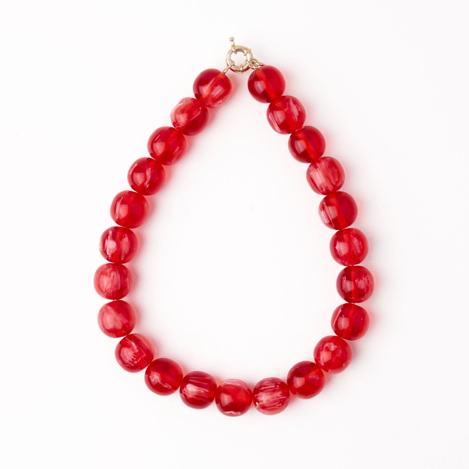 Iris Large Resin Bead Necklace Red Wholesale