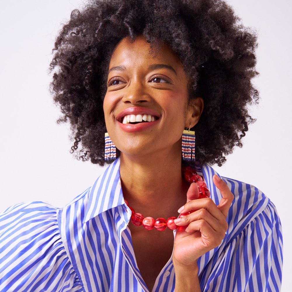 Iris Large Resin Bead Necklace Red Wholesale