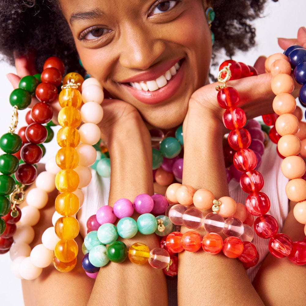 Iris Large Resin Bead Necklace Red Wholesale