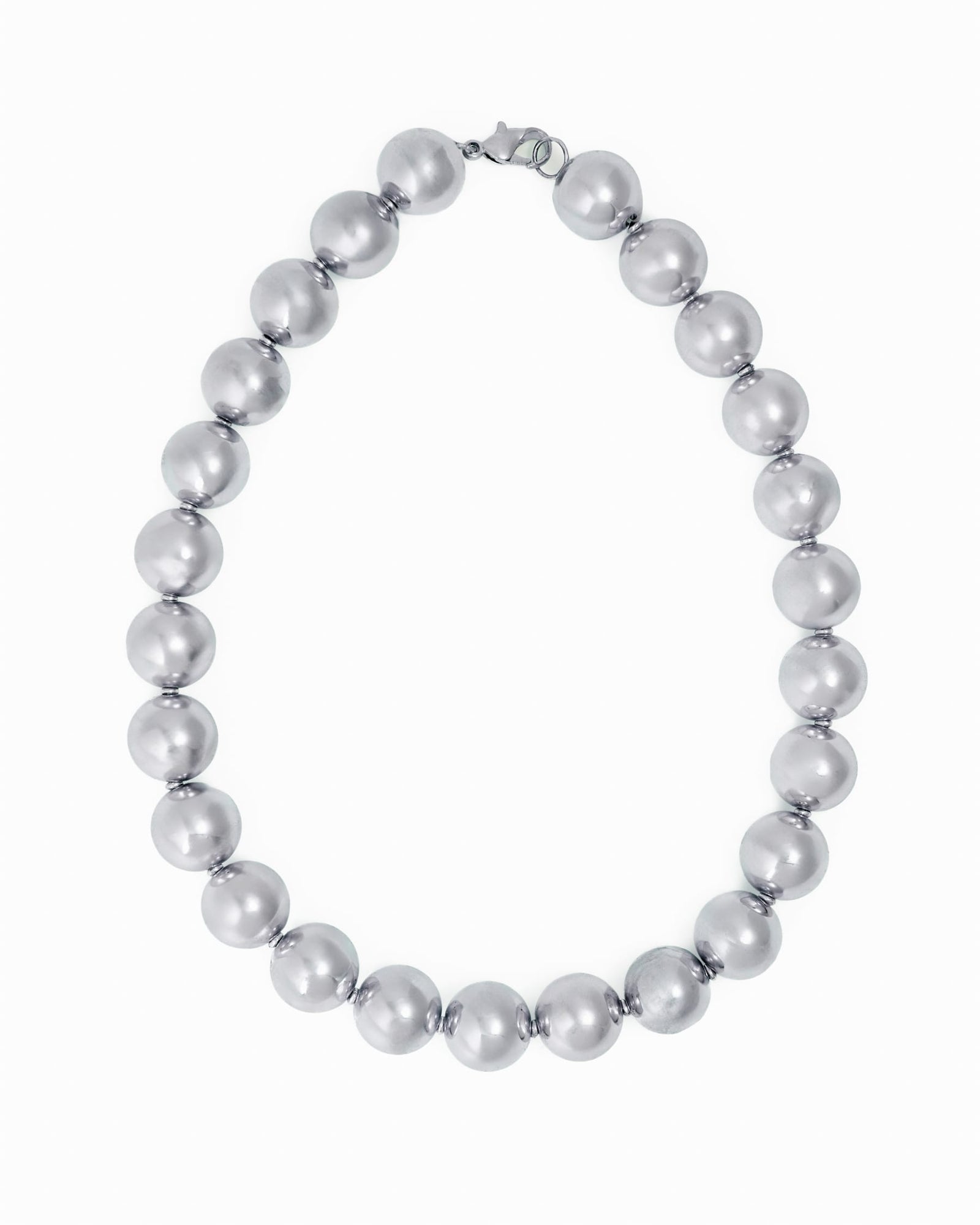 Iris Large Brass Bead Necklace Silver