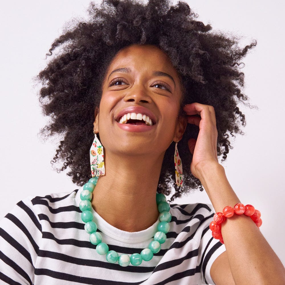 Iris Large Resin Bead Necklace Aqua Wholesale