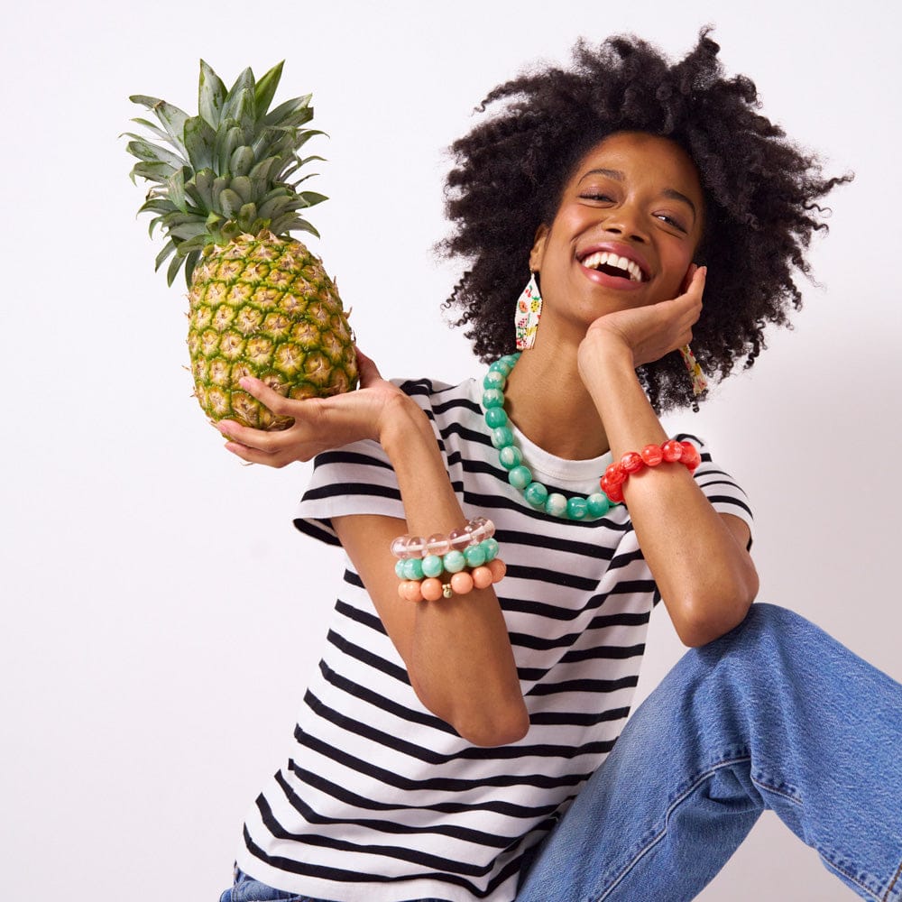 Iris Large Resin Bead Necklace Aqua Wholesale