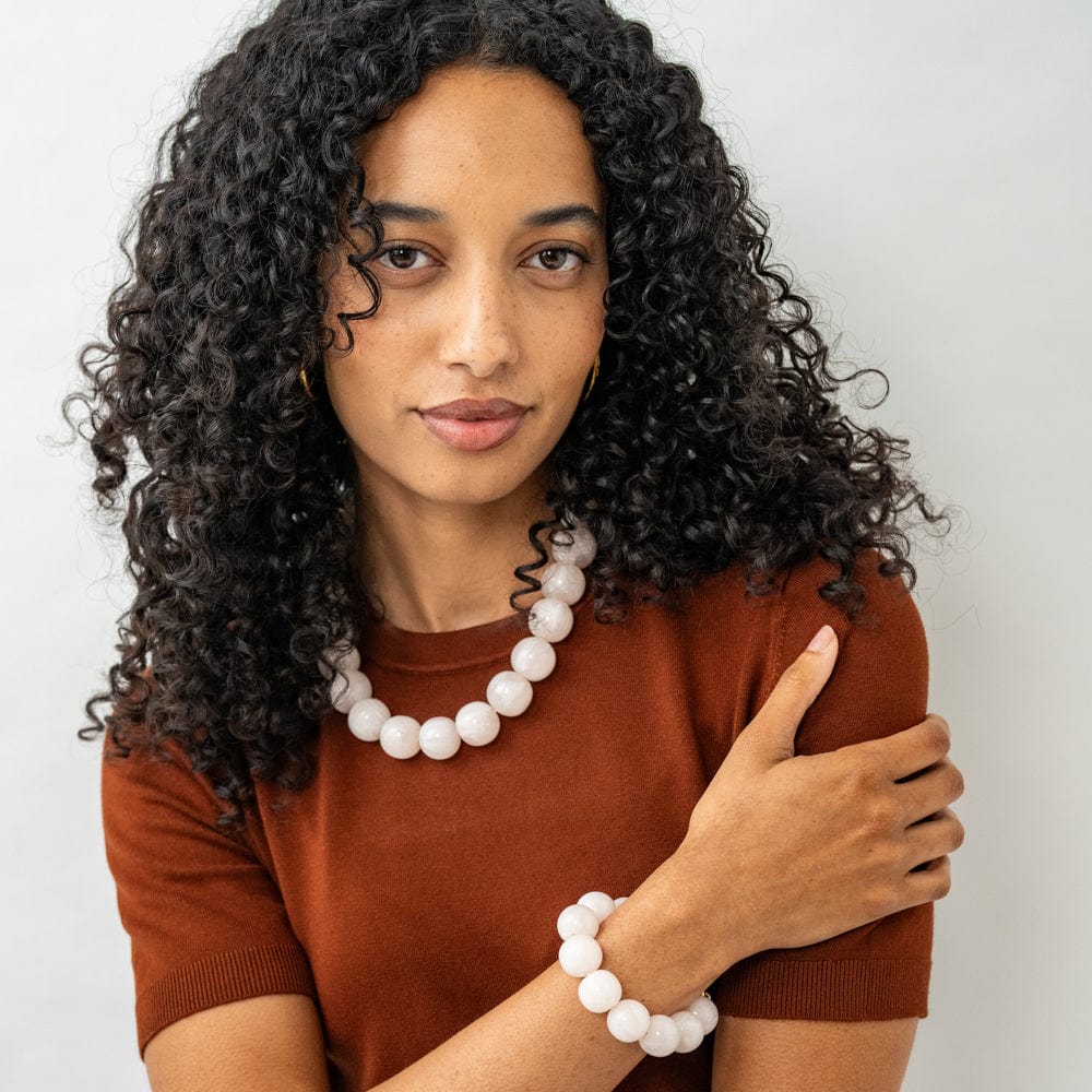 Iris Large Resin Bead Necklace Milky White Wholesale