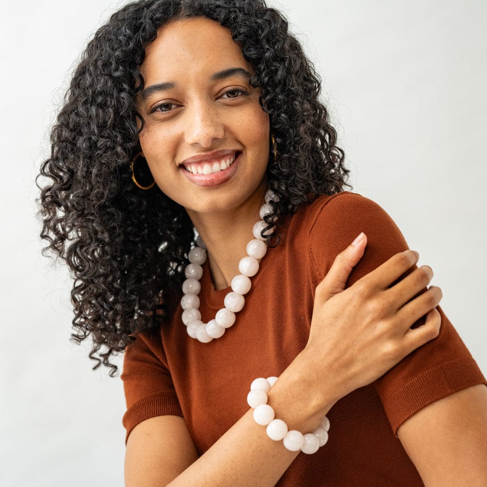 Iris Large Resin Bead Necklace Milky White Wholesale