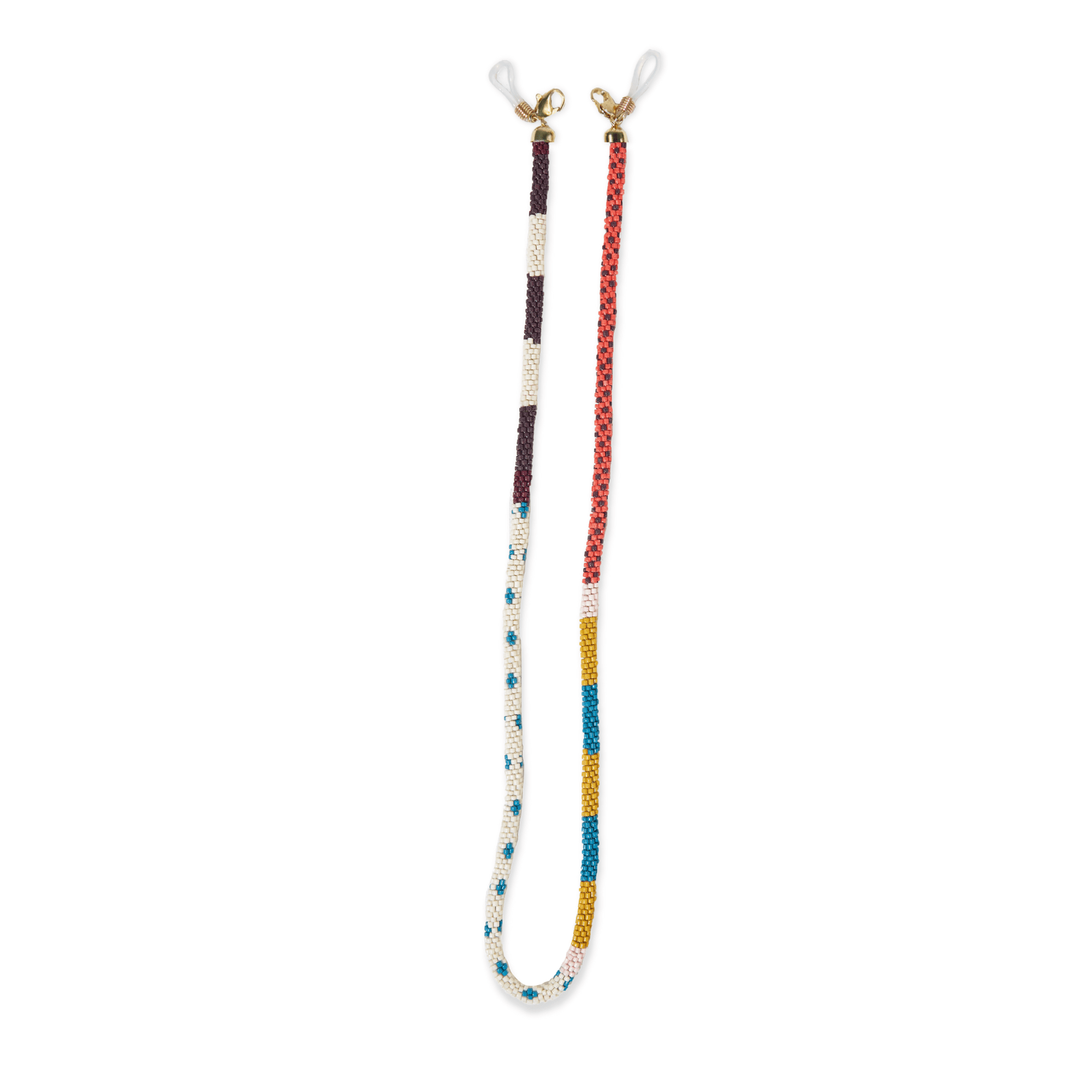 Dylan Cross And Stripe Beaded Eyeglass Chain Citron + Coral Wholesale