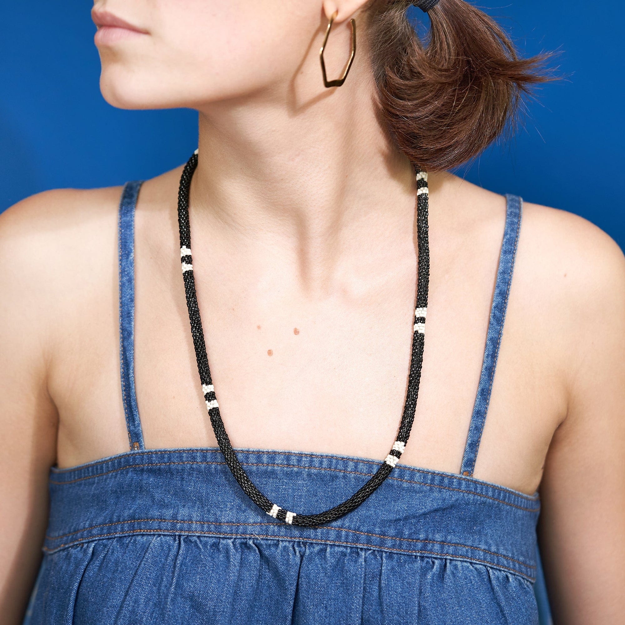 Dylan Color Block And Stripe Beaded Eyeglass Chain Black Wholesale