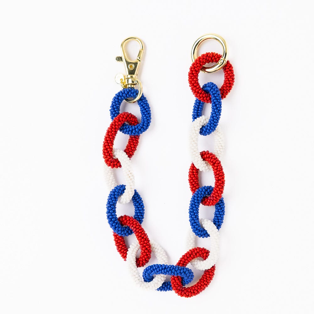 Game Day Beaded Bag Chain Blue + Crimson Wholesale