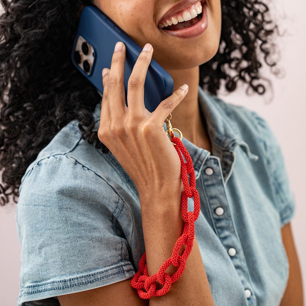 Celine Beaded Chain Link Bag & Phone Accessory Poppy