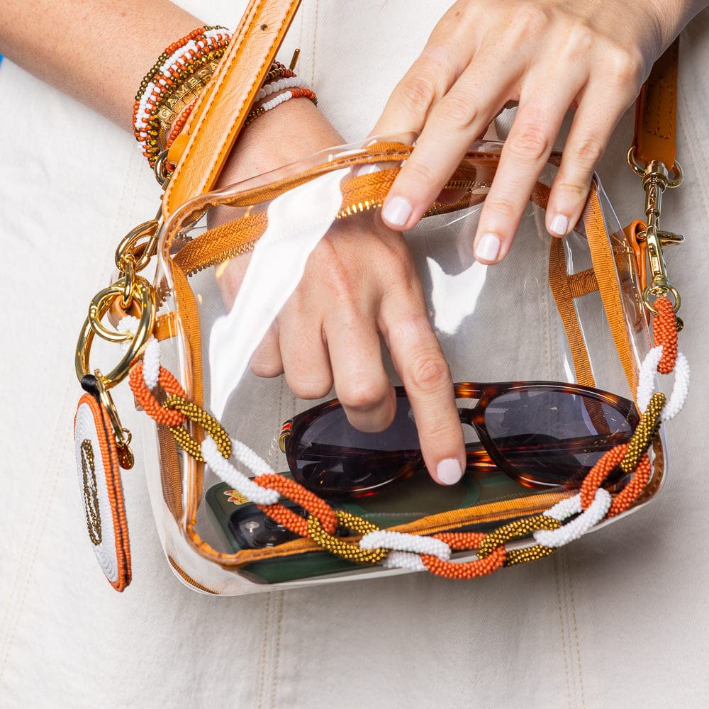 Game Day Beaded Bag Chain Burnt Orange Wholesale