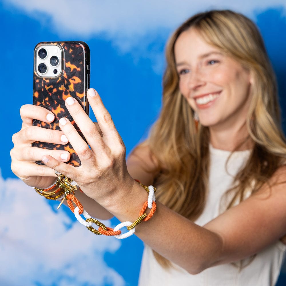 Game Day Beaded Bag Chain Orange + White Wholesale