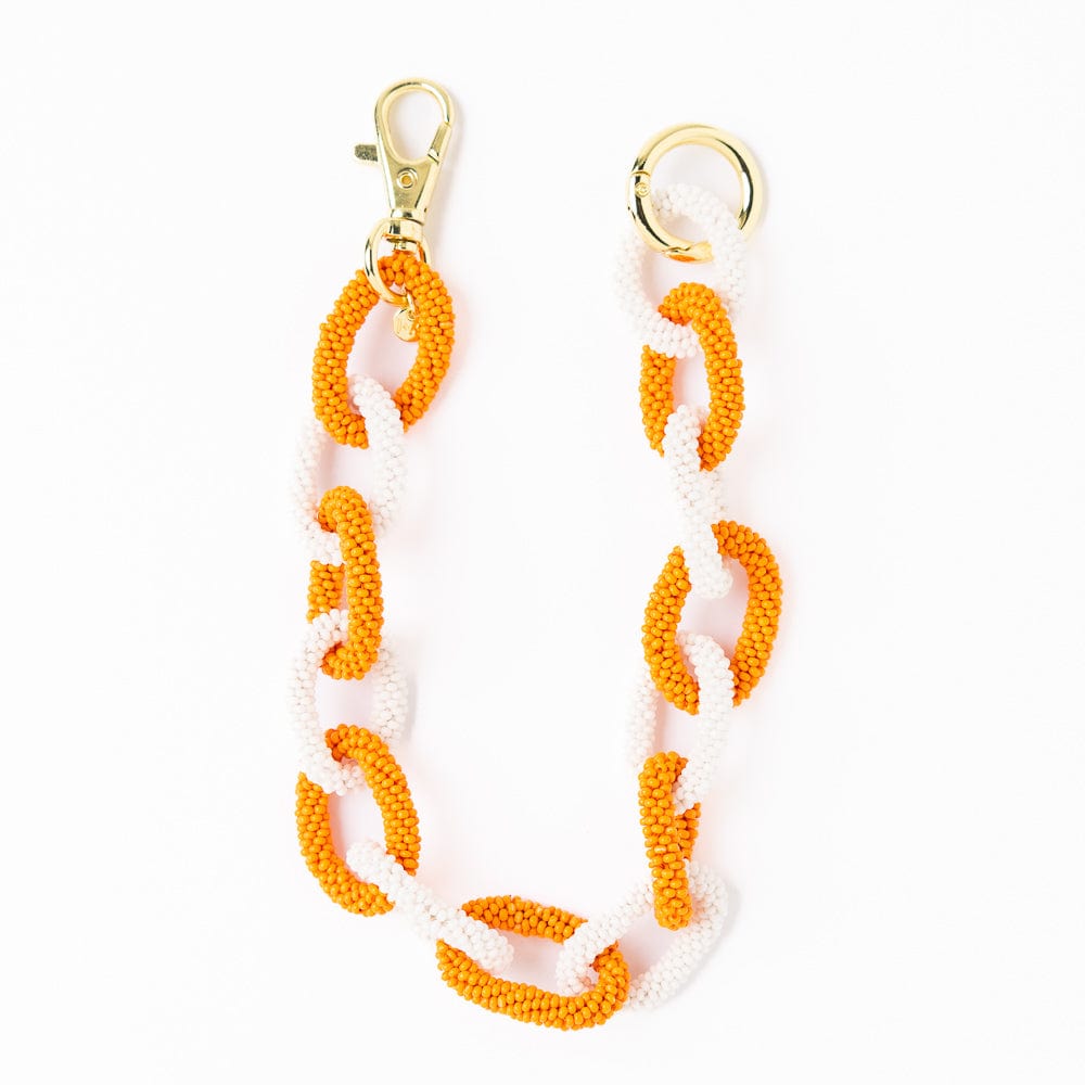 Game Day Beaded Bag Chain Orange + White Wholesale