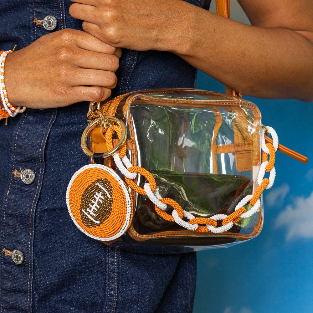 Game Day Beaded Bag Chain Orange + White Wholesale