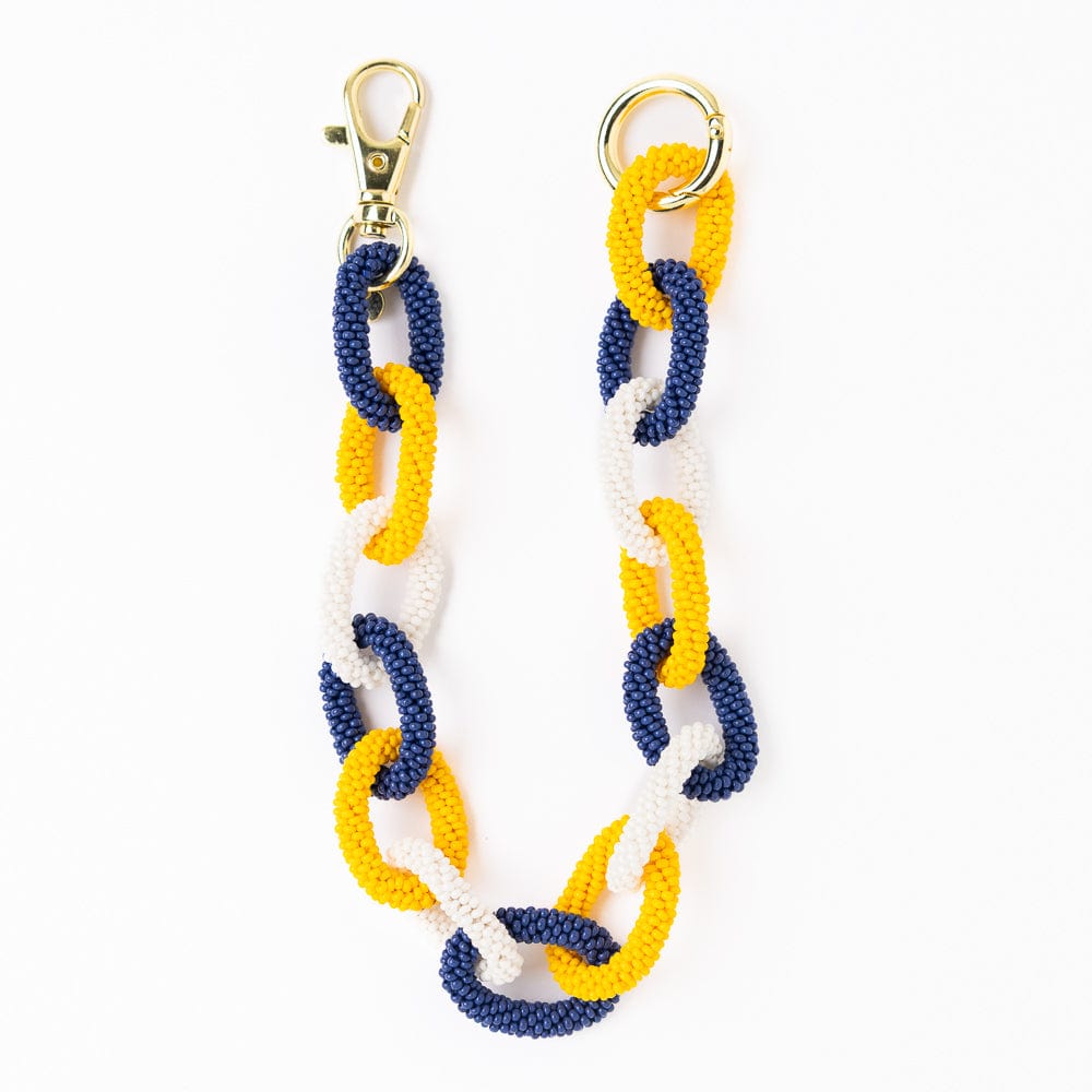 Game Day Beaded Bag Chain Yellow + Blue Wholesale