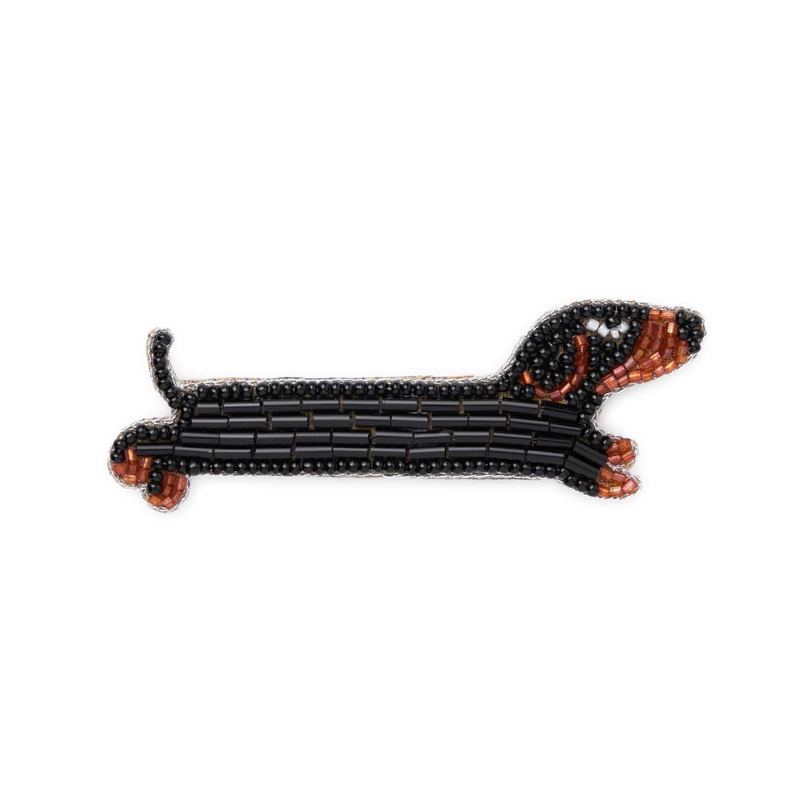 Avery Dachshund Beaded Brooch Black