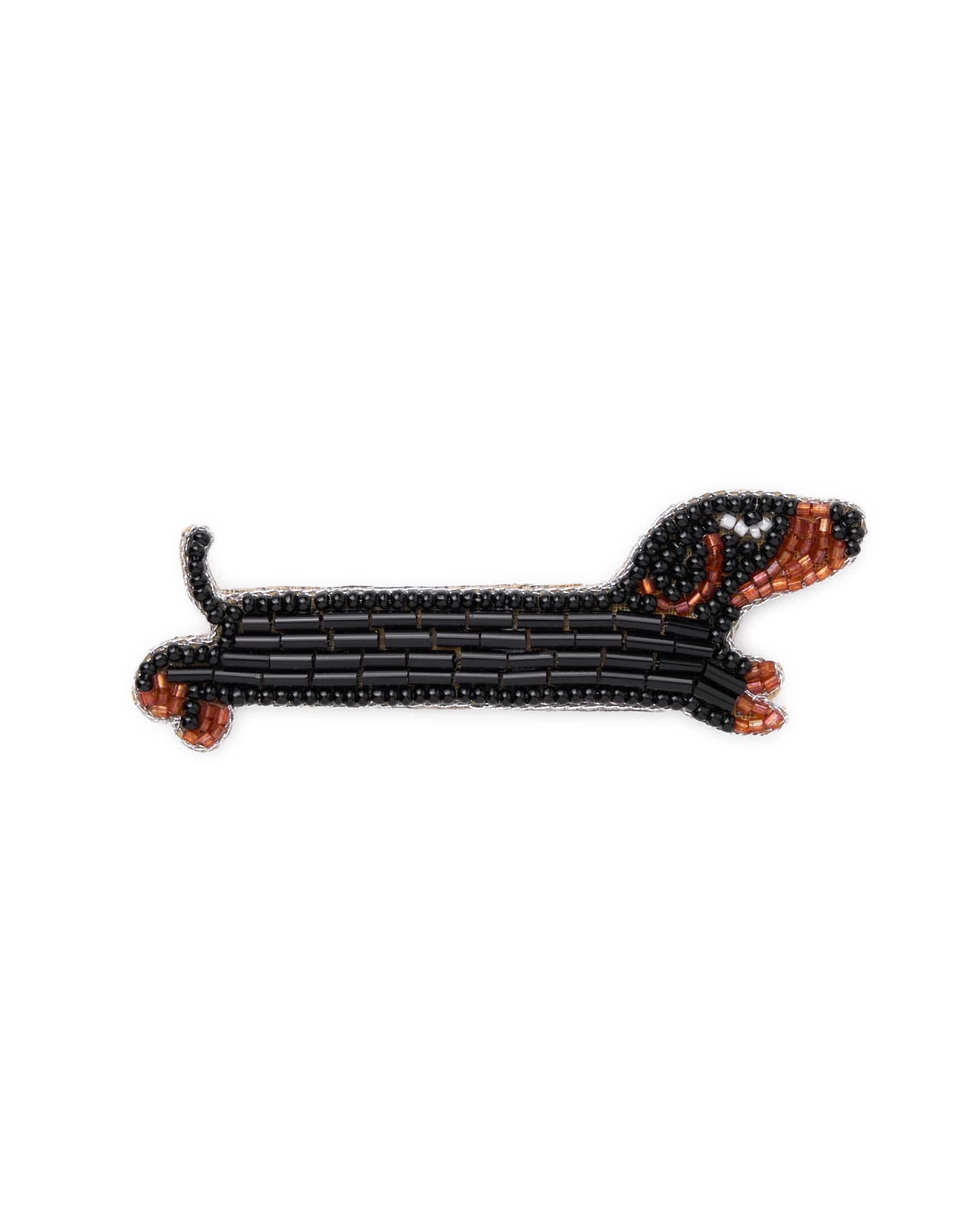 Avery Dachshund Beaded Brooch Black