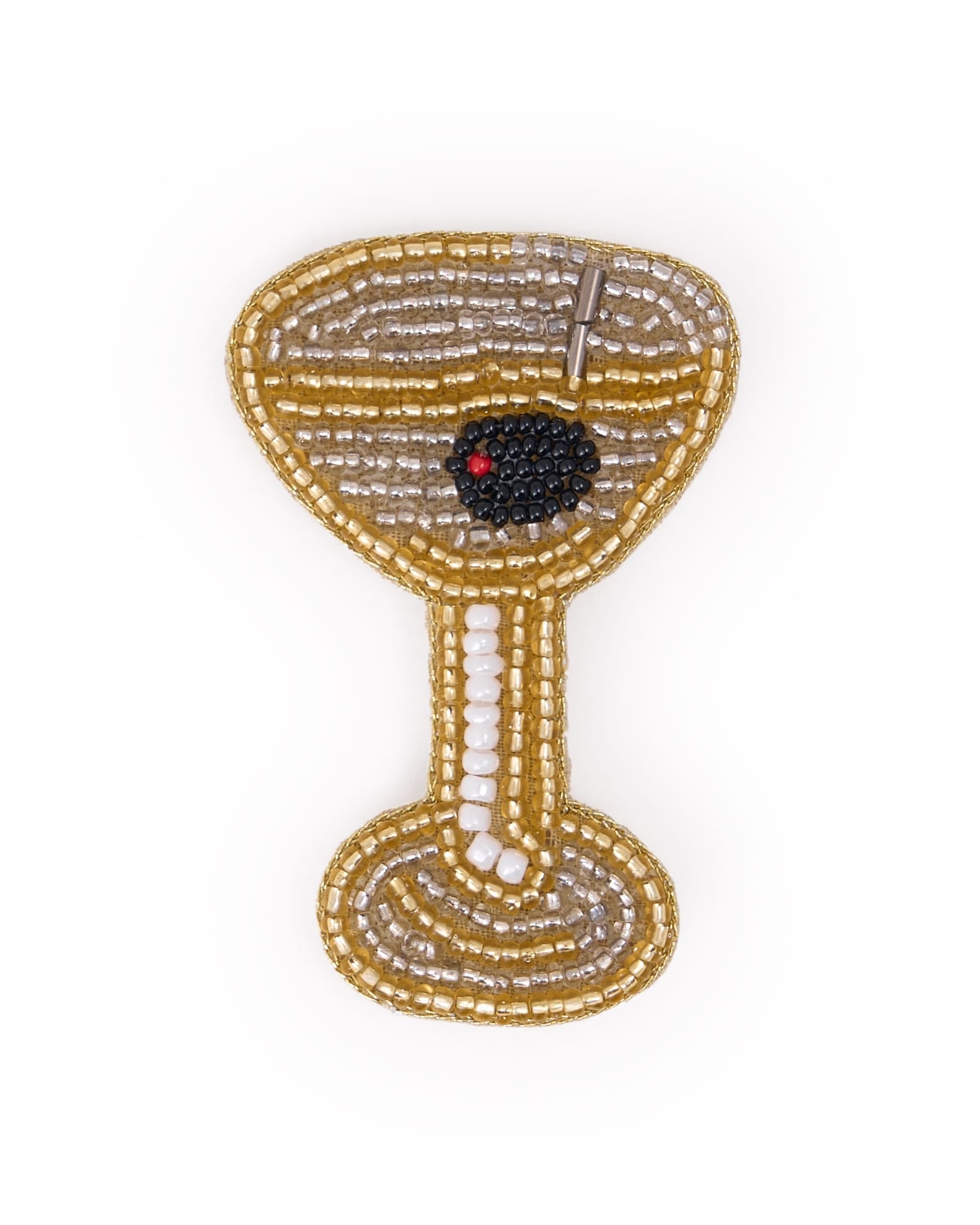 Avery Martini Beaded Brooch Gold + Silver