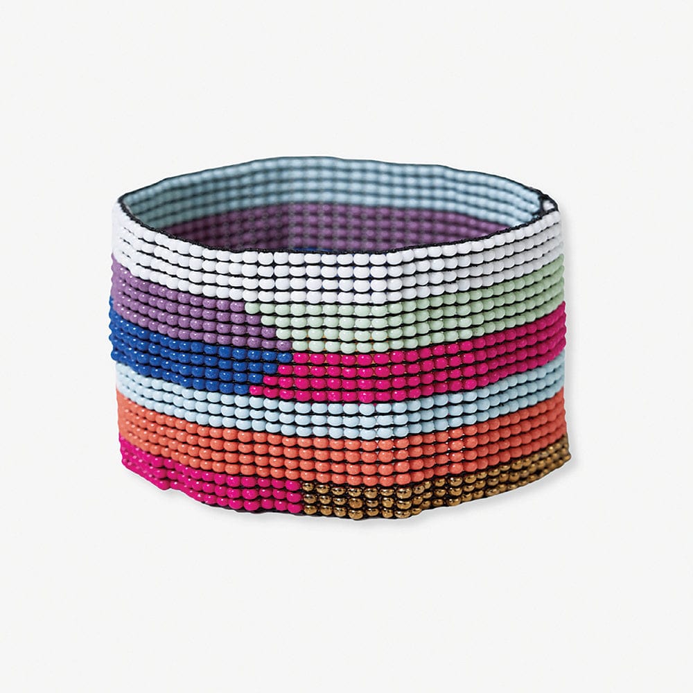 Penelope Horizontal Stripe Beaded Stretch Bracelet Multi Wholesale