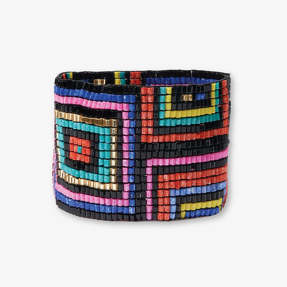 Penelope Rectangles Stretch Bracelet Neon Black Wholesale