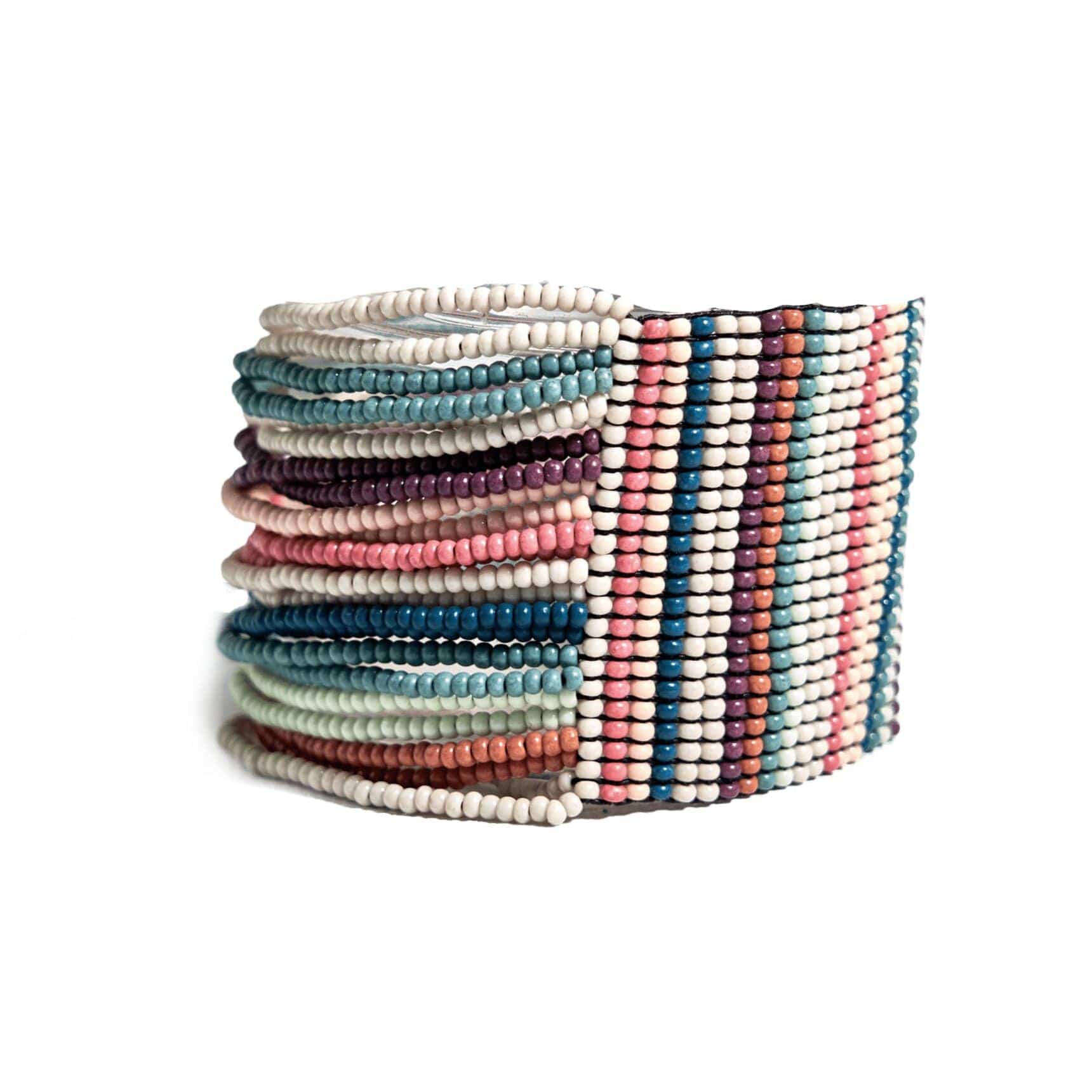 Olive Vertical Stripe Beaded Stretch Bracelet Light Desert Wholesale