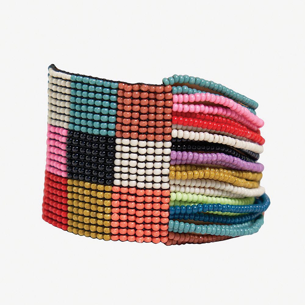 Olive Checkered Beaded Stretch Bracelet Rainbow Wholesale
