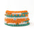 Game Day Color Block Beaded 10 Strand Stretch Bracelet Set Aqua and Orange Wholesale