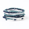 Game Day Color Block Beaded 10 Strand Stretch Bracelets Navy and Light Blue Wholesale