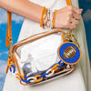 Game Day Color Block Beaded 10 Strand Stretch Bracelets Blue and Orange Wholesale