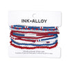 Game Day Color Block Beaded 10 Strand Stretch Bracelets Red + Blue
