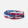 Game Day Color Block Beaded 10 Strand Stretch Bracelets Red and Blue Wholesale