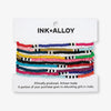 Sage Color Block with Stripe Beaded 10 Strand Stretch Bracelets Wholesale