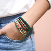 Sage Mixed Stripe Beaded 10 Strand Stretch Bracelets Desert Wholesale