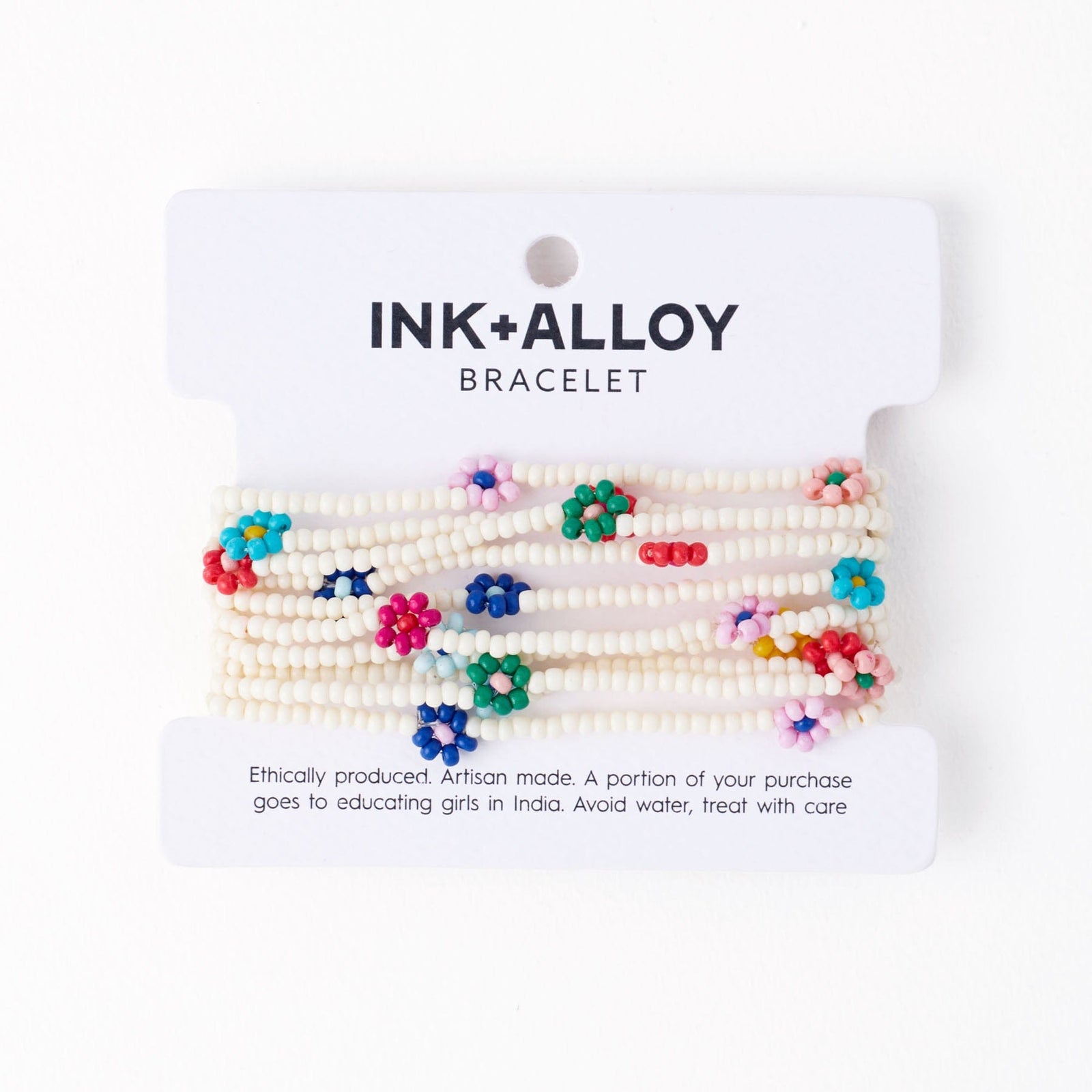 Sage Multi-Color Flower Beaded 10 Strand Stretch Bracelets Ivory  Wholesale