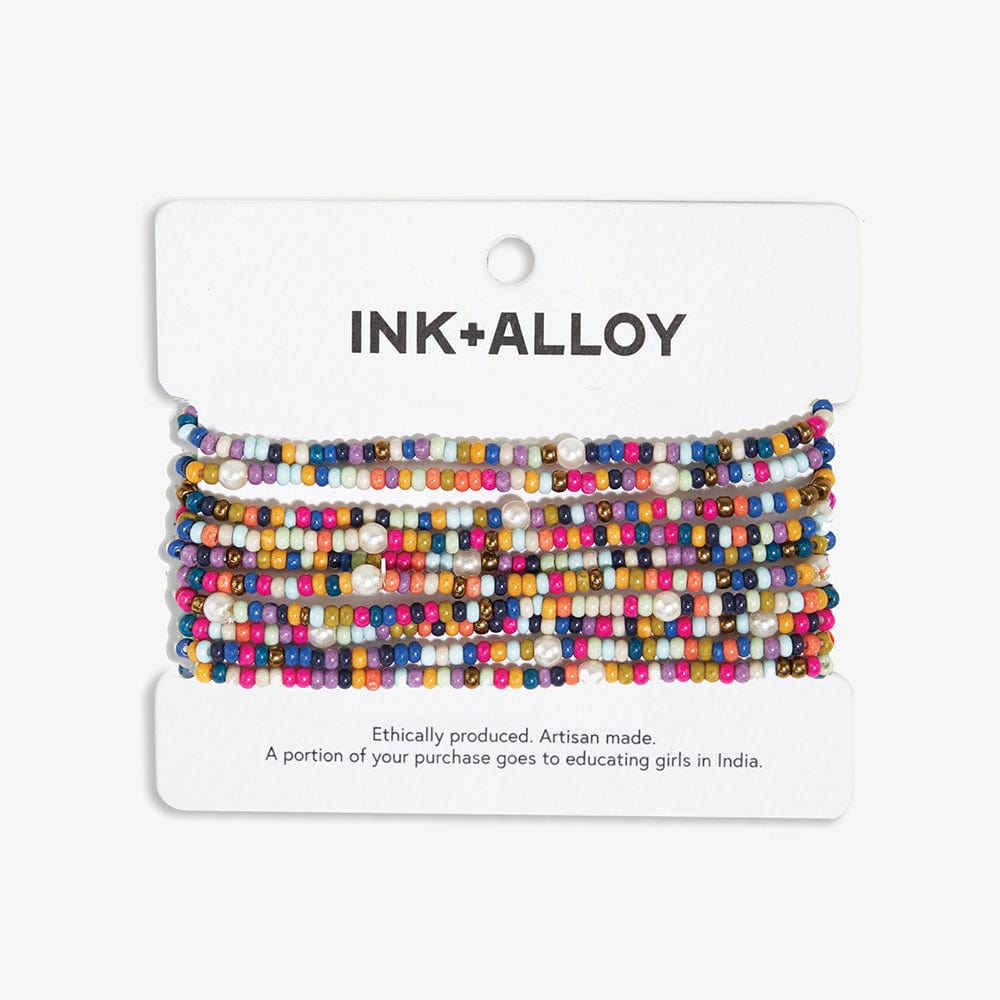 Sage Confetti Beaded 10 Strand Stretch Bracelets Multicolor Wholesale