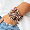 Sage Color Block Beaded 10 Strand Stretch Bracelets Jewel Tone Wholesale