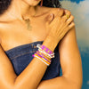 Game Day Color Block Beaded 10 Strand Stretch Bracelets Orange and Purple Wholesale