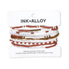 Game Day Color Block Beaded 10 Strand Stretch Bracelets Burnt Orange and White Wholesale