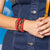 Game Day Beaded 10 Strand Stretch Bracelet Set Red + Black Wholesale