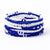 Game Day Color Block Beaded 10 Strand Stretch Bracelets Blue and White Wholesale